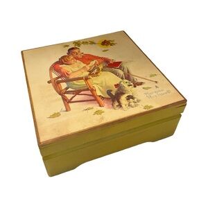 Vintage Schmid Norman Rockwell Decorative Keepsake/Music Box with Illustration